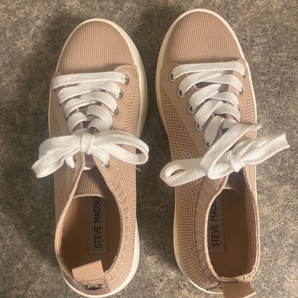 - Steve Madden Tan Sneakers with White Laces